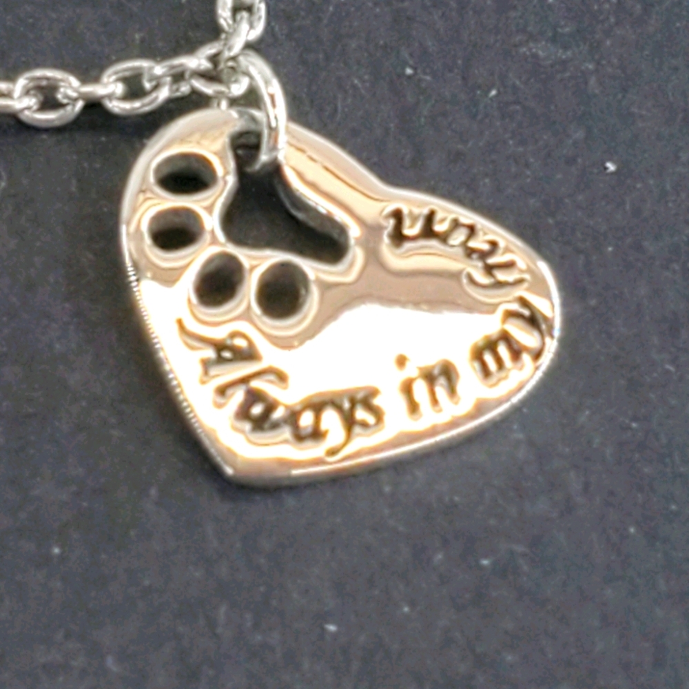 925 Silver Pet Dog Cat Paw Print Heart Bracelet